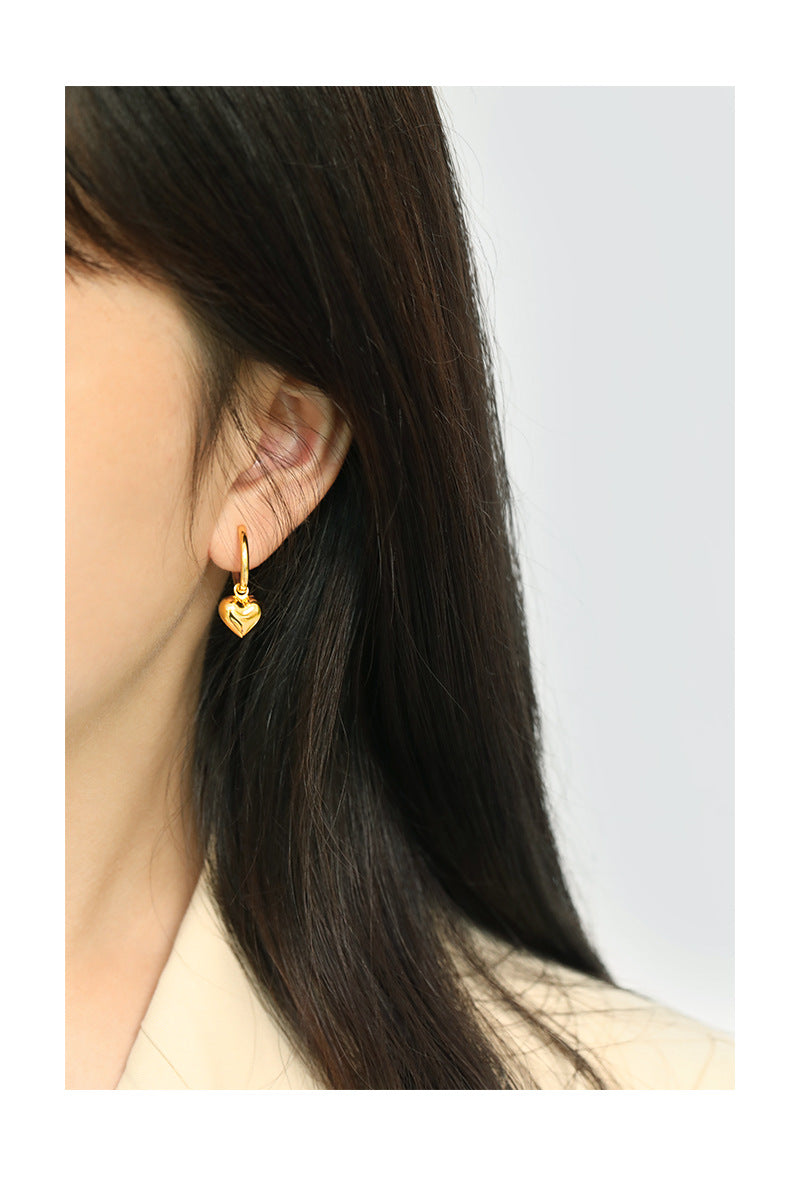 Gold Plated Heart Minimalist Earring Hoops