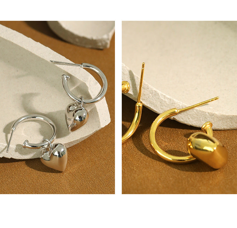 Gold Plated Heart Minimalist Earring Hoops