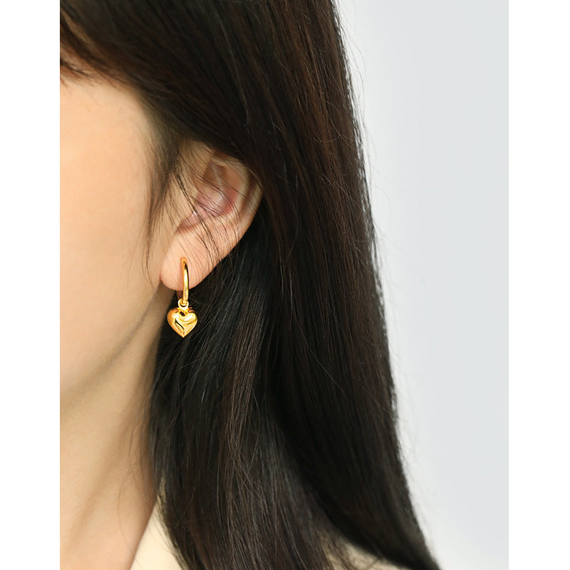 Gold Plated Heart Minimalist Earring Hoops