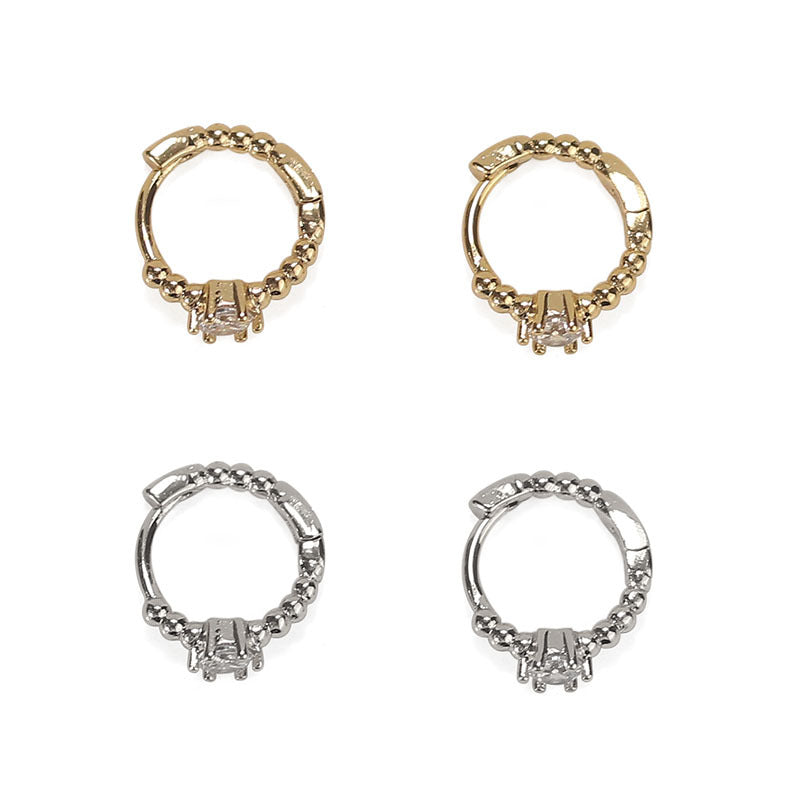 Gold Plated Zircon Diamond Mini Minimalist Earring Hoops