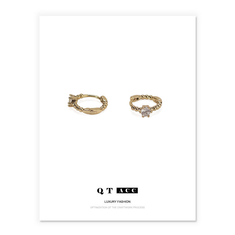 Gold Plated Zircon Diamond Mini Minimalist Earring Hoops