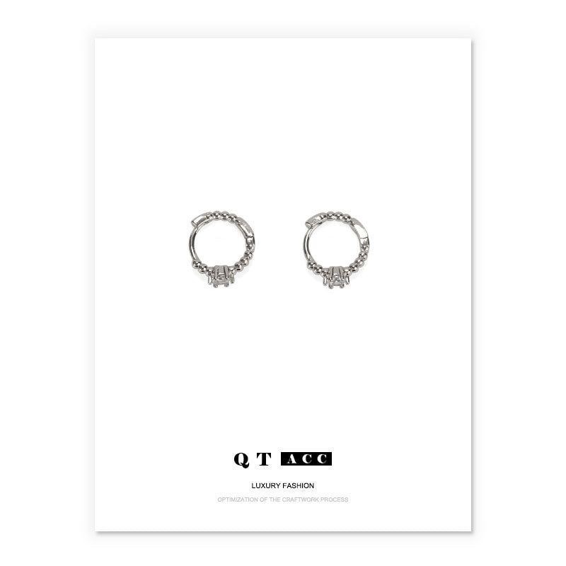 Gold Plated Zircon Diamond Mini Minimalist Earring Hoops