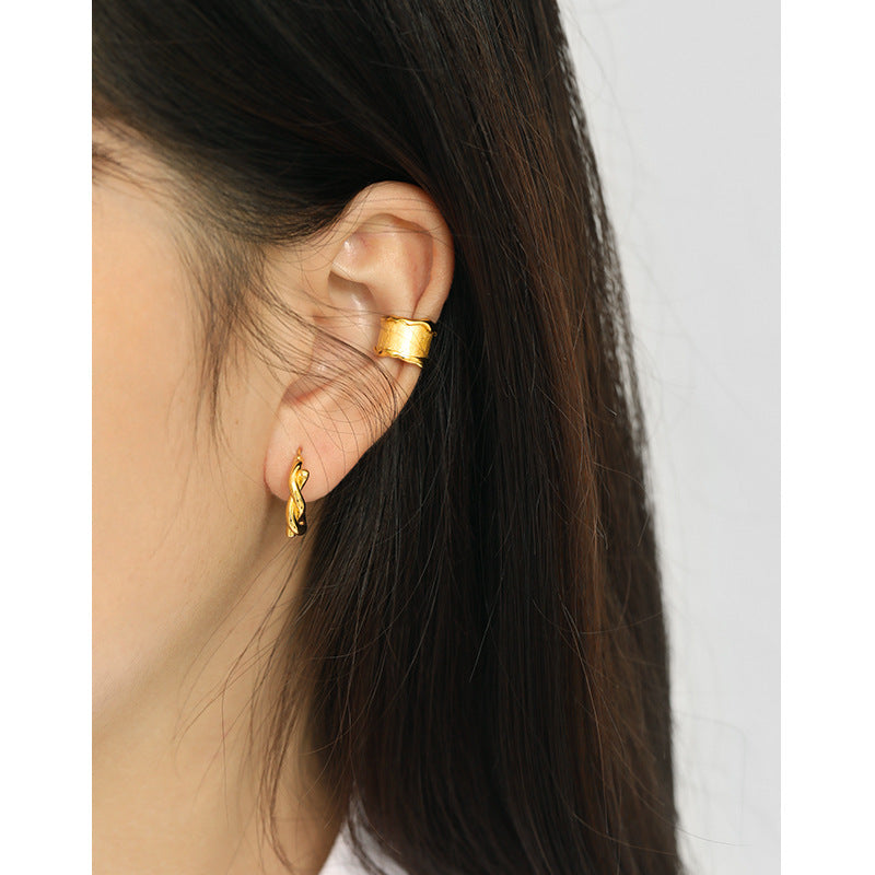 Gold Plated Twist Minimalist Earring Hoops