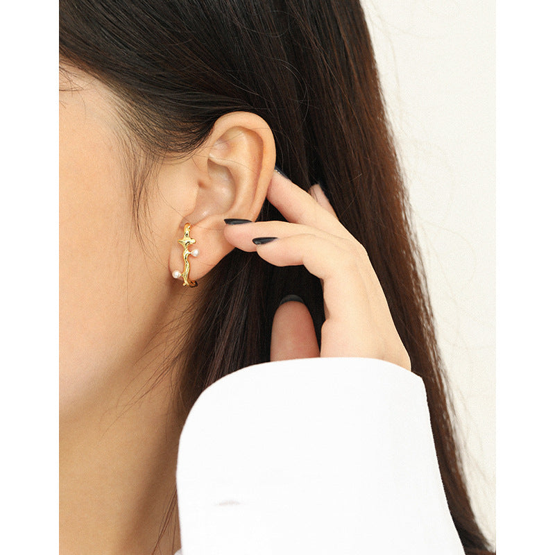 Gold Plated Pearl Minimalist Earring Stud