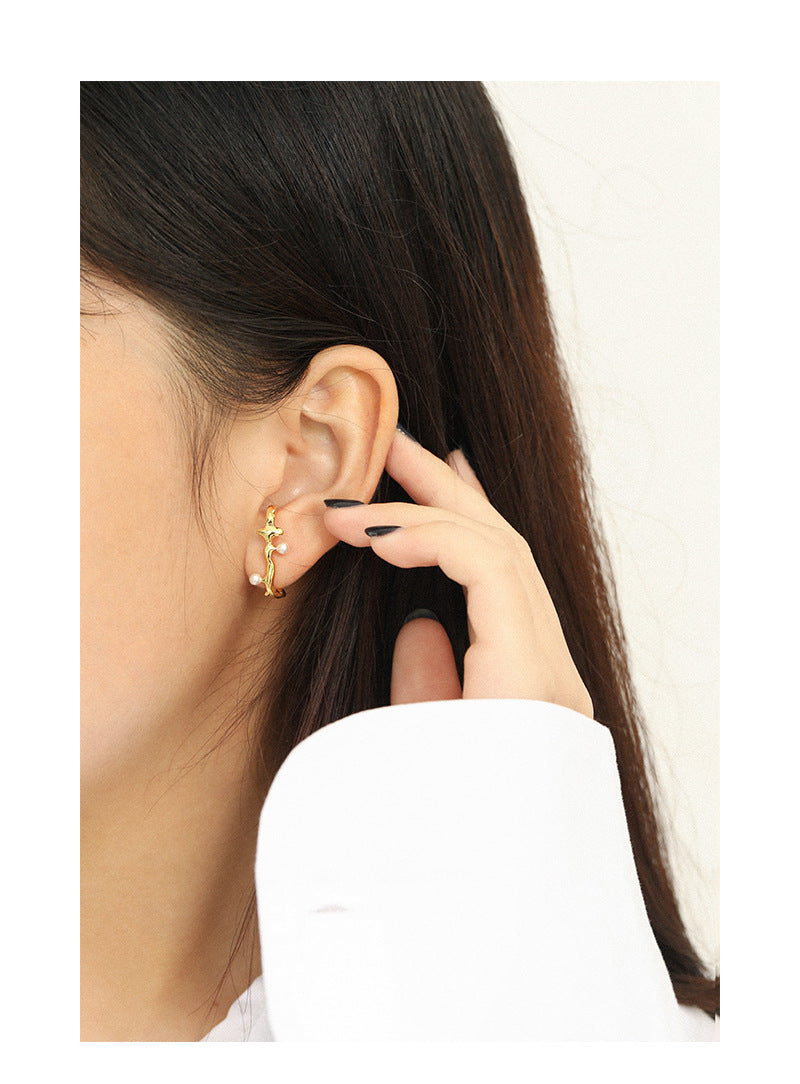 Gold Plated Pearl Minimalist Earring Stud