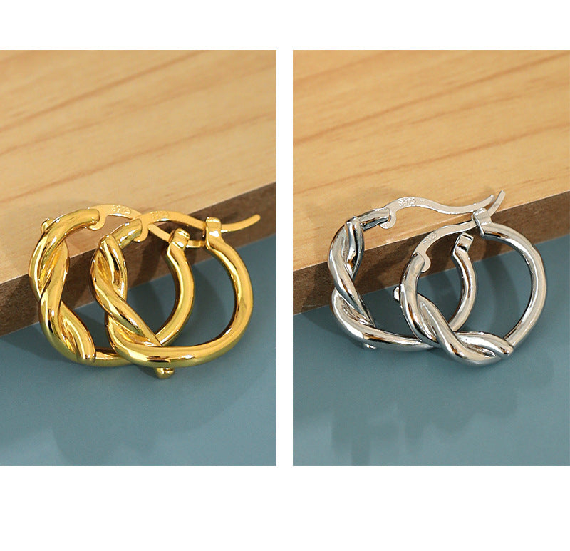 Gold Plated Twist Minimalist Earring Hoops