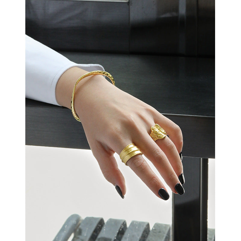 Gold Plated Grid Minimalist Ring