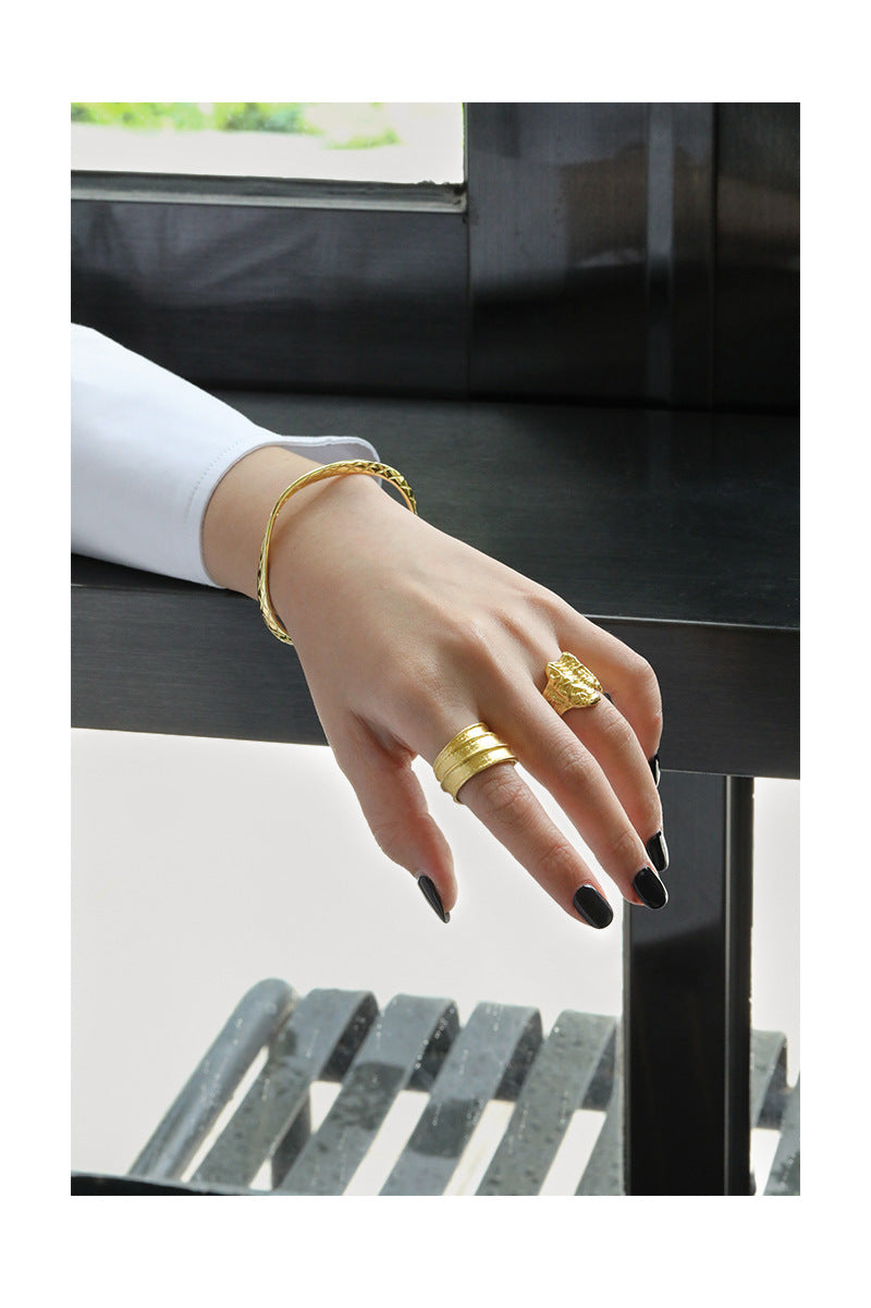 Gold Plated Grid Minimalist Ring