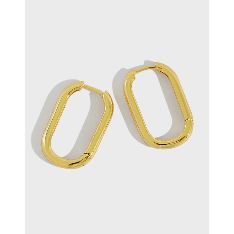 Silver Oval Minimalist Earring Hoops