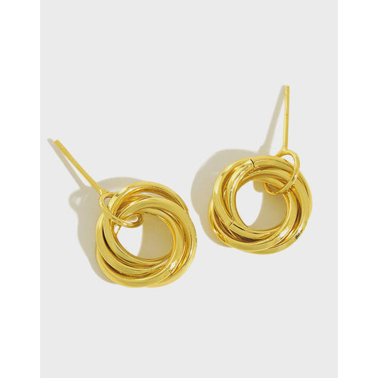 Gold Plated Twist Minimalist Earring Stud