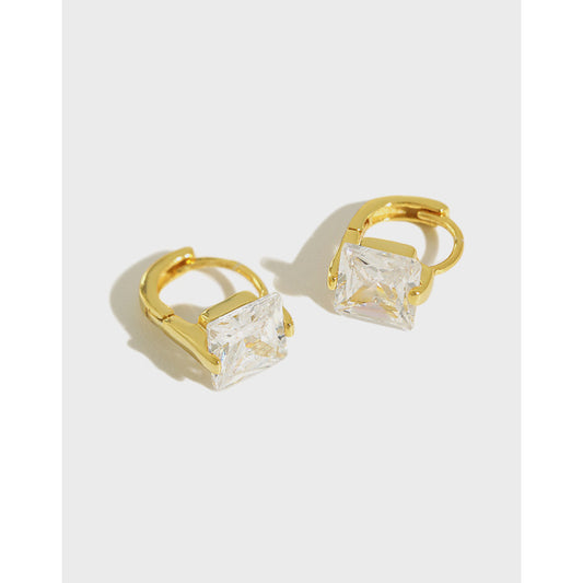 Silver Earring Hoops Gold Plated Cz Minimalist Earring Hoops