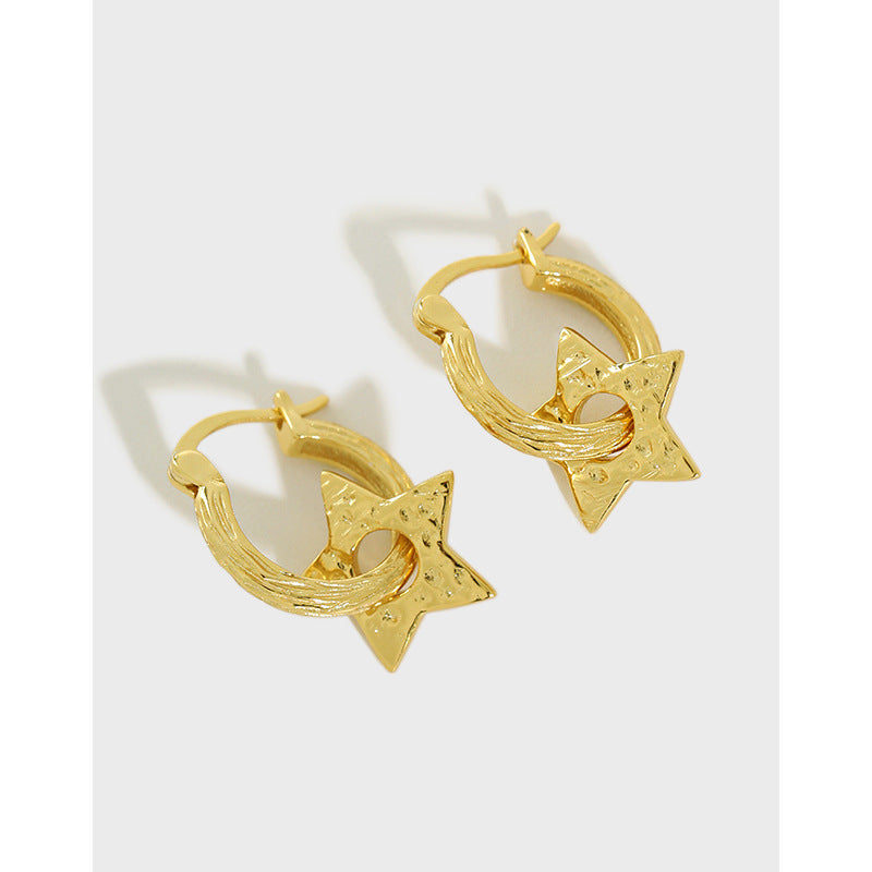 Gold Plated Star Minimalist Earring Hoops