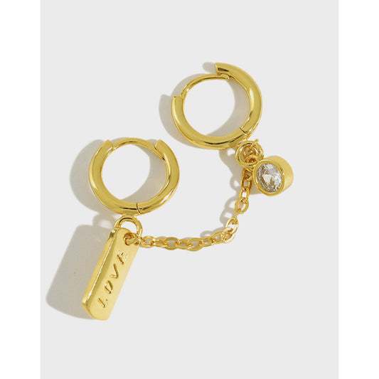 Gold Plated Key Minimalist Earring Hoops