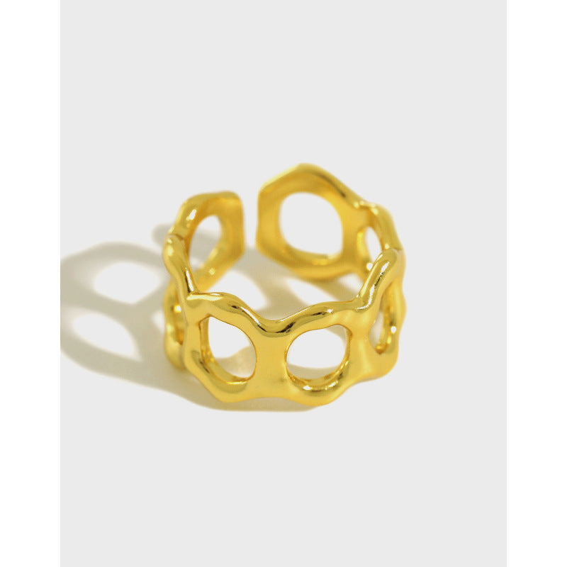 Gold Plated Grid Minimalist Ring