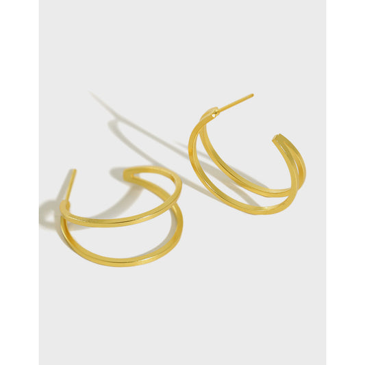 Gold Plated Twist Minimalist Earring Stud