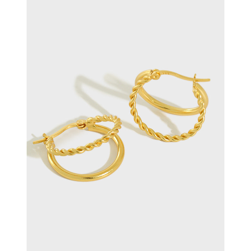 Gold Plated Pin Minimalist Earring Hoops