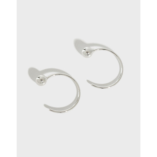 Silver Round Minimalist Earring Stud