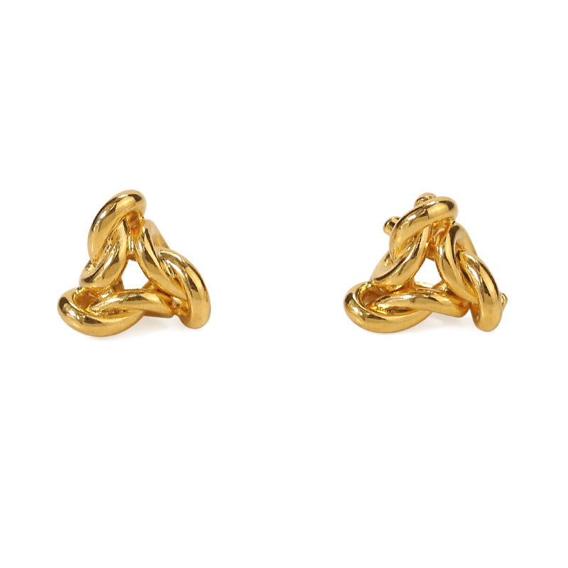 Gold Plated Twisted Line Triangle Minimalist Earring Stud