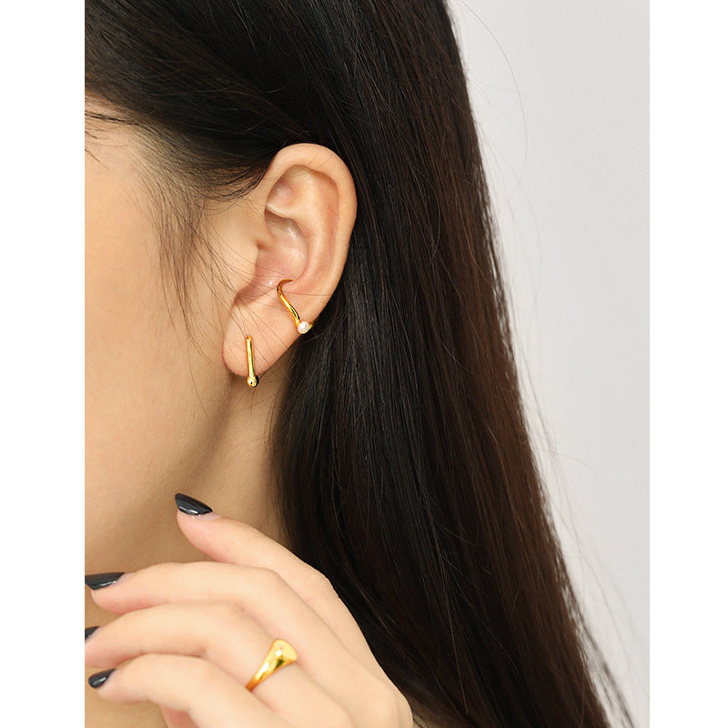 Gold Plated Box  Minimalist Earring Hoops