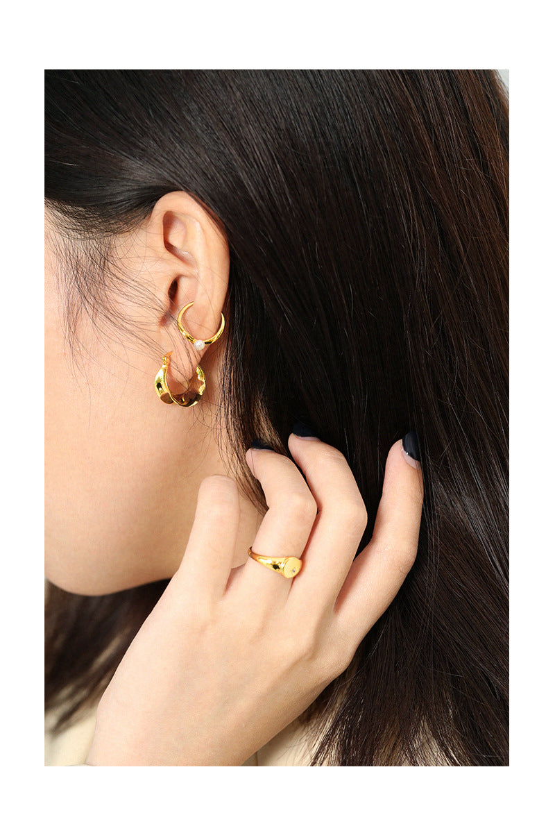 Gold Plated Round Minimalist Earring Hoops