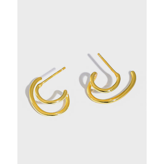 Gold Plated Twist Minimalist Earring Stud