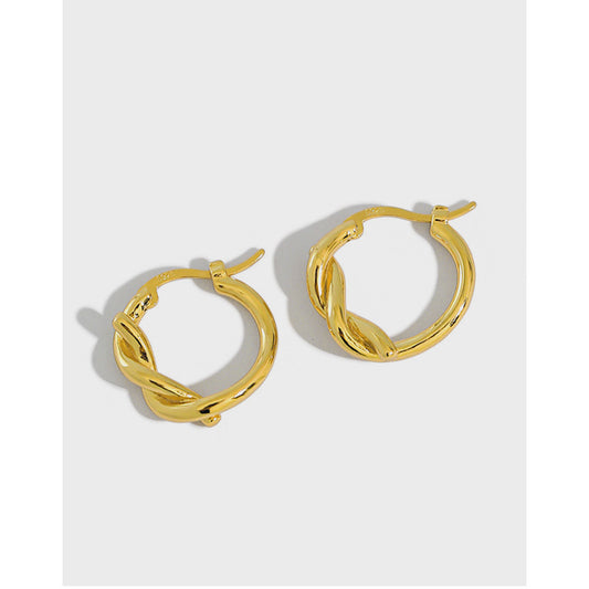 Gold Plated Twist Minimalist Earring Hoops