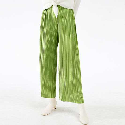 Wide Plissé Pleated Trousers