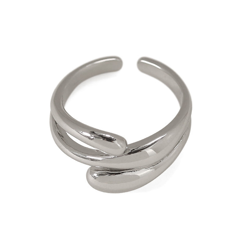 White Gold Plated Geometric Lines Minimalist Ring