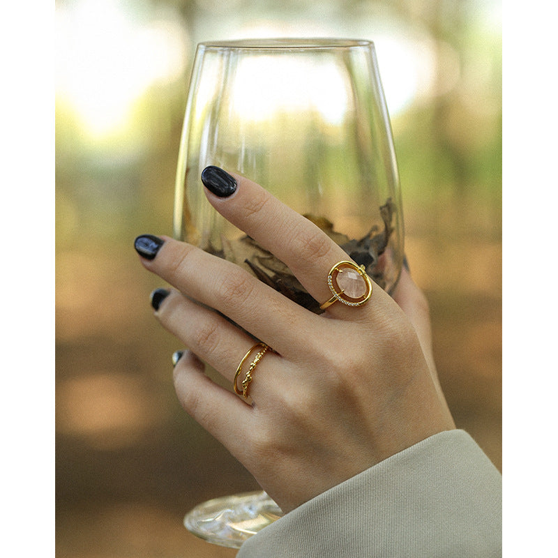 Gold Plated Button Minimalist Ring