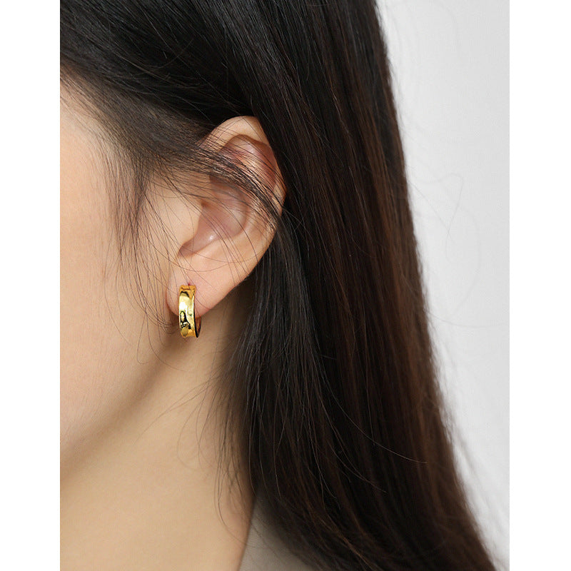 Gold Plated Round Minimalist Earring Hoops