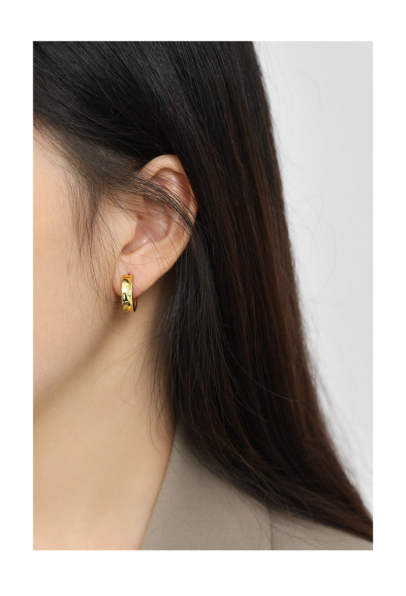 Gold Plated Round Minimalist Earring Hoops