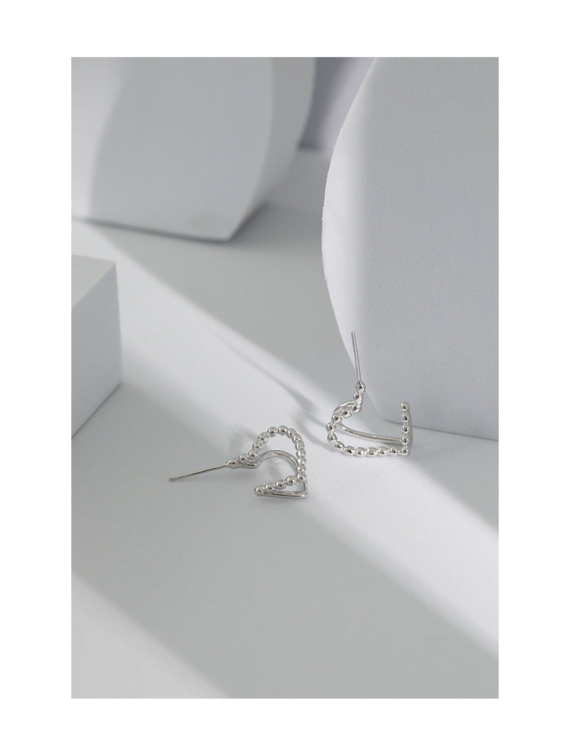 Silver Love Heart Shape Minimalist Earring Stud