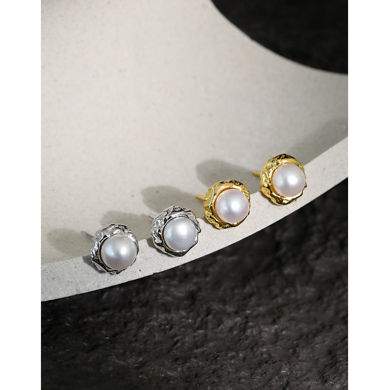 Gold Plated Pearl Minimalist Earring Stud