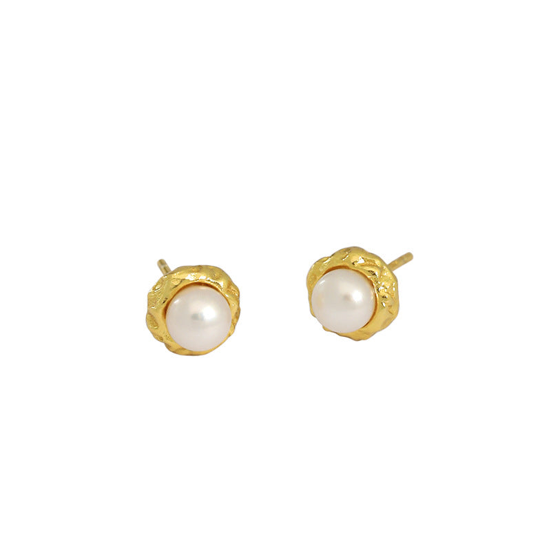 Gold Plated Pearl Minimalist Earring Stud