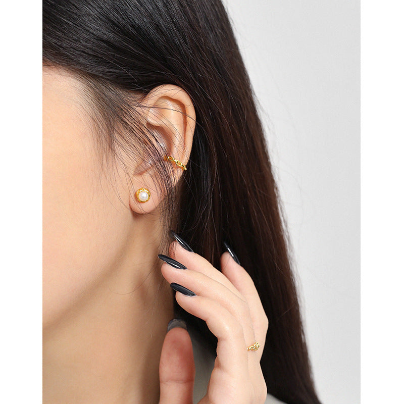 Gold Plated Pearl Minimalist Earring Stud