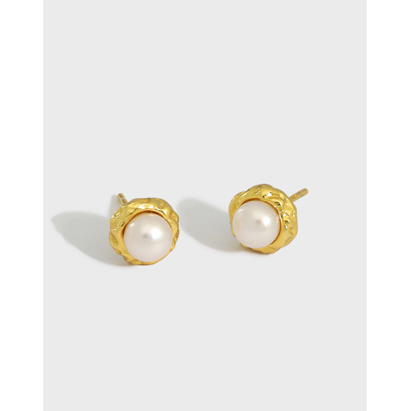 Gold Plated Pearl Minimalist Earring Stud