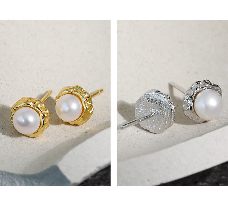 Gold Plated Pearl Minimalist Earring Stud