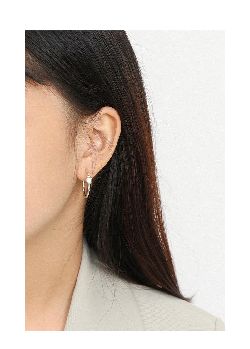 Silver Heart Minimalist Earring Stud