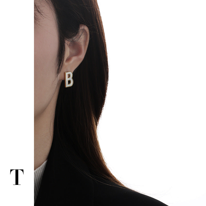 Gold Plated Letters Minimalist Earring Stud