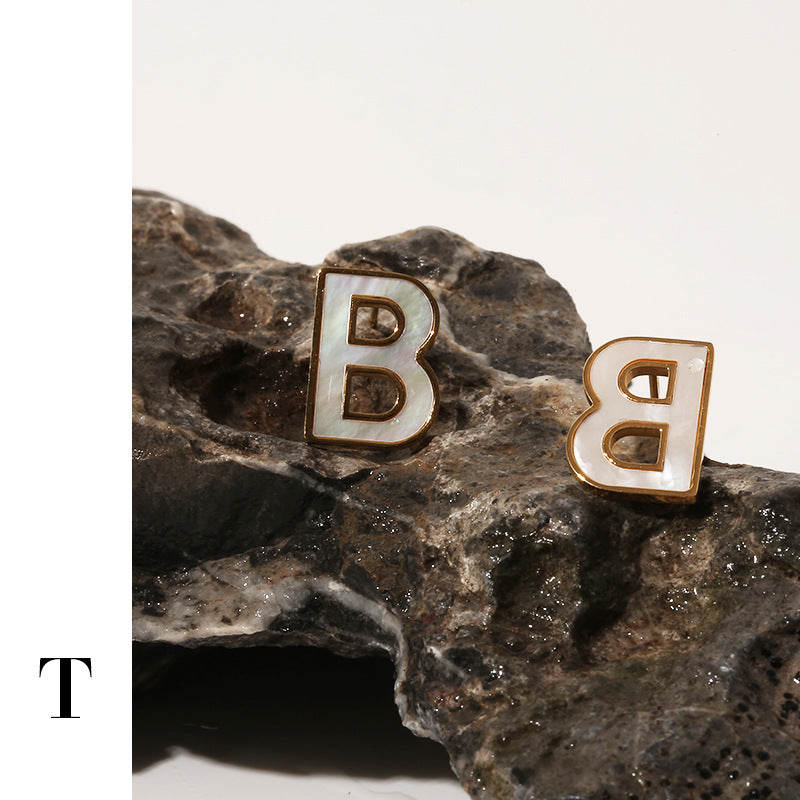 Gold Plated Letters Minimalist Earring Stud