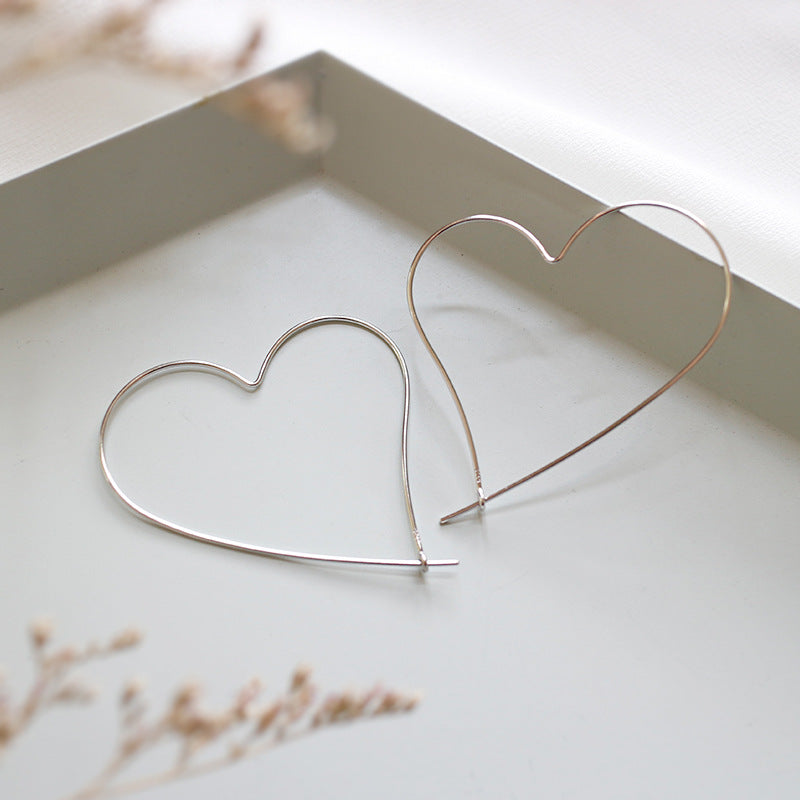 Silver Heart Minimalist Earring Hoops