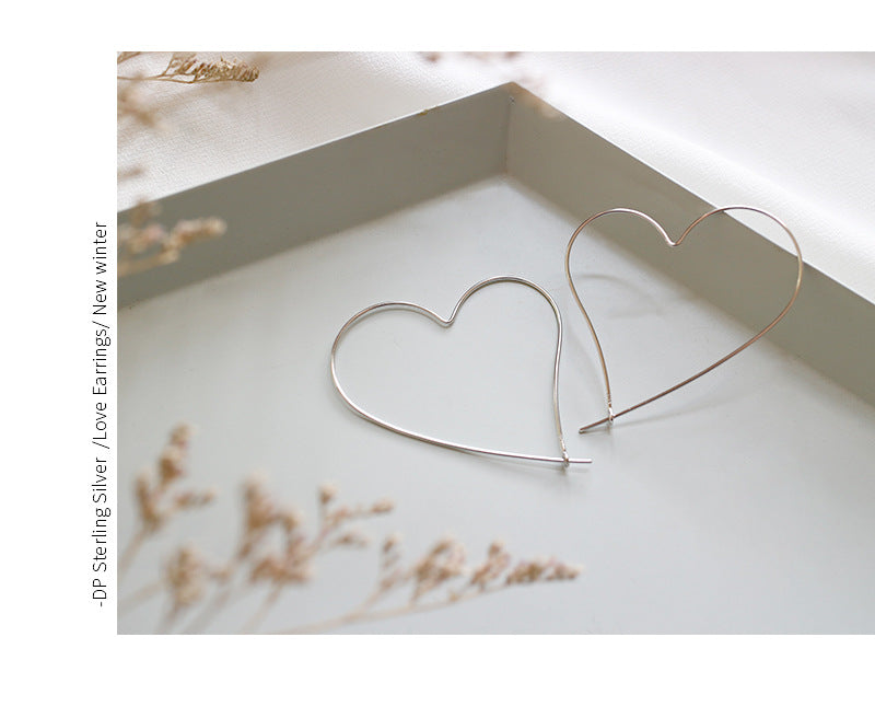 Silver Heart Minimalist Earring Hoops