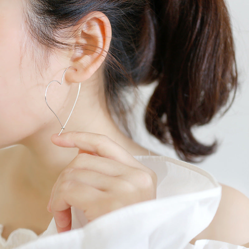 Silver Heart Minimalist Earring Hoops