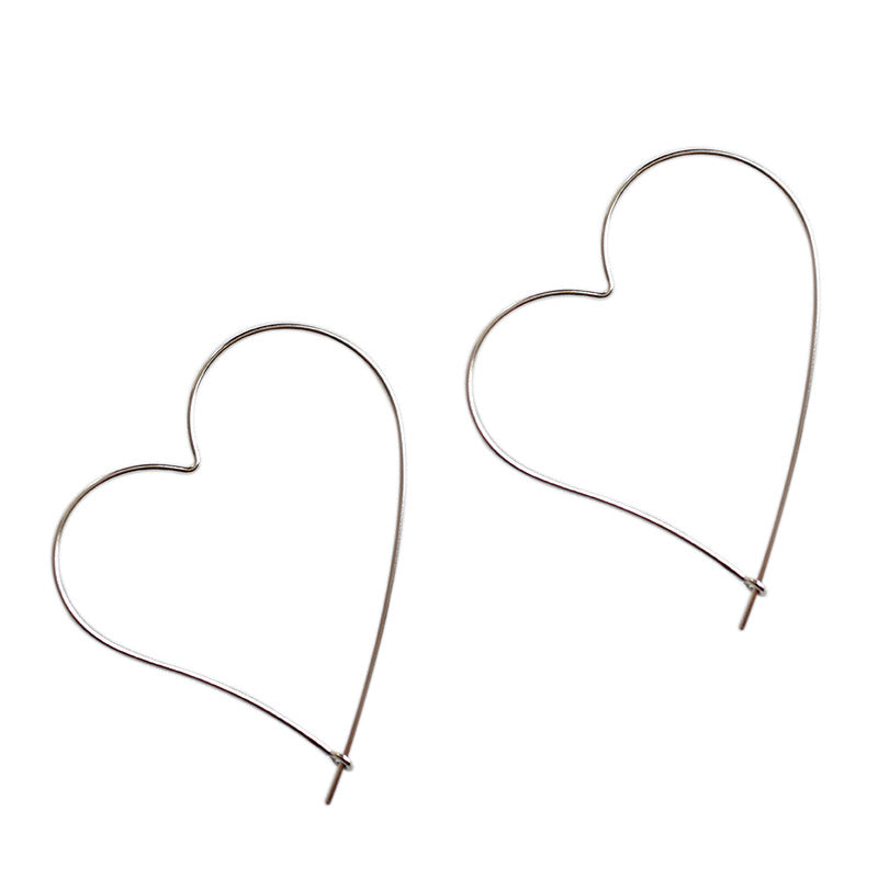 Silver Heart Minimalist Earring Hoops