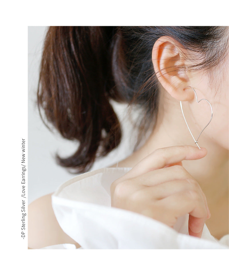 Silver Heart Minimalist Earring Hoops