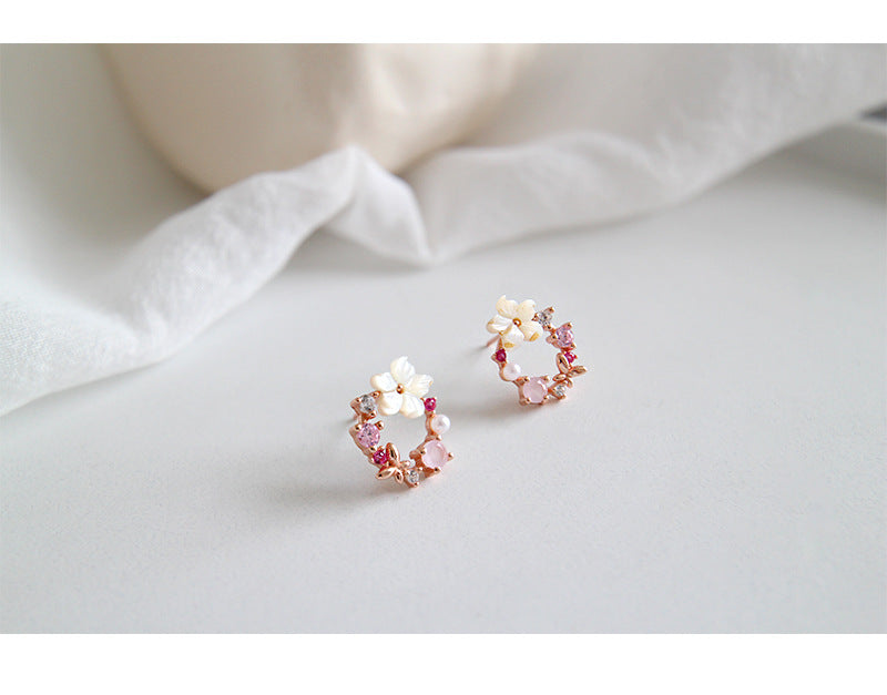 Gold Plated Flowers Minimalist Earring Stud