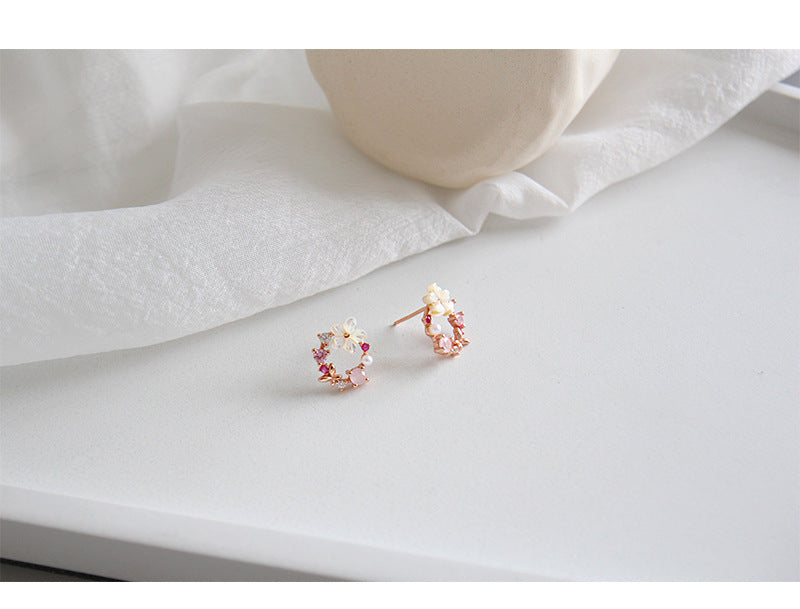 Gold Plated Flowers Minimalist Earring Stud