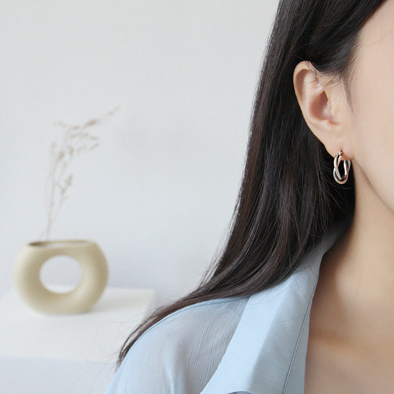 Silver Twist Minimalist Earring Hoops