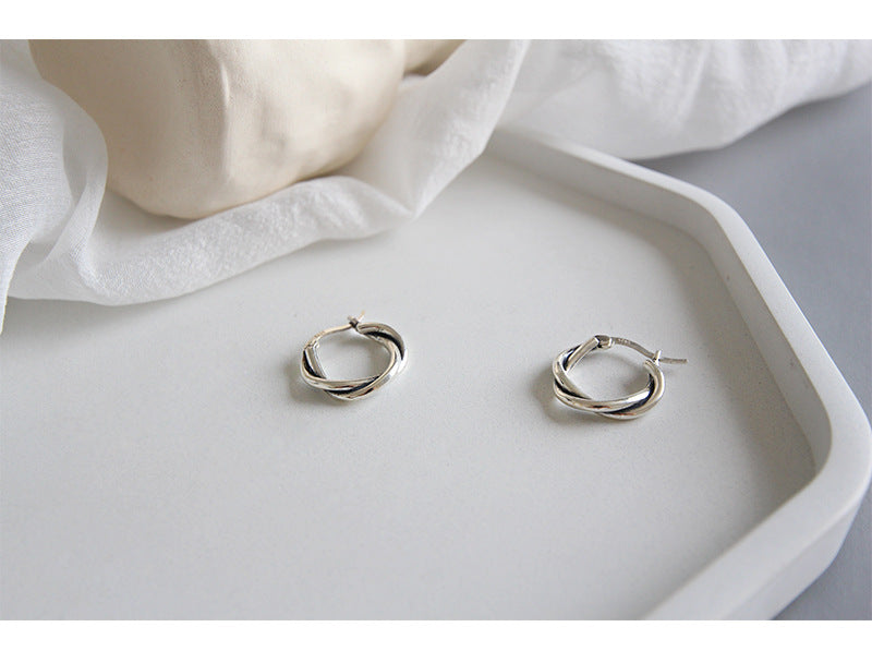 Silver Twist Minimalist Earring Hoops