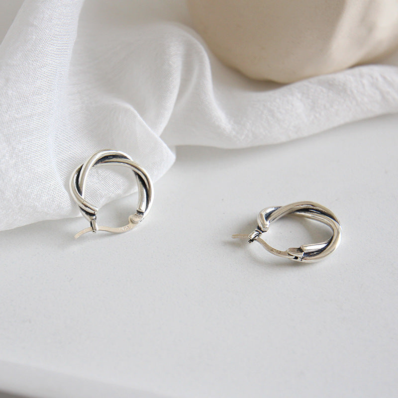 Silver Twist Minimalist Earring Hoops